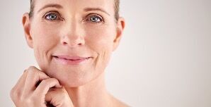 Image of a middle aged woman with a wrinkle free face, La Jolla medical grade anti wrinkle treatment, San Diego, CA.