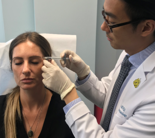 patient receiving Juvederm dermal filler injections from a dermatologist in San Diego, CA