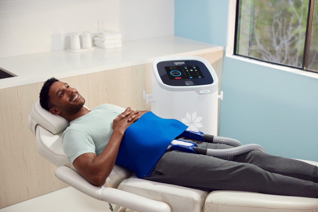 Patient experiencing a cooltone treatment in San Diego