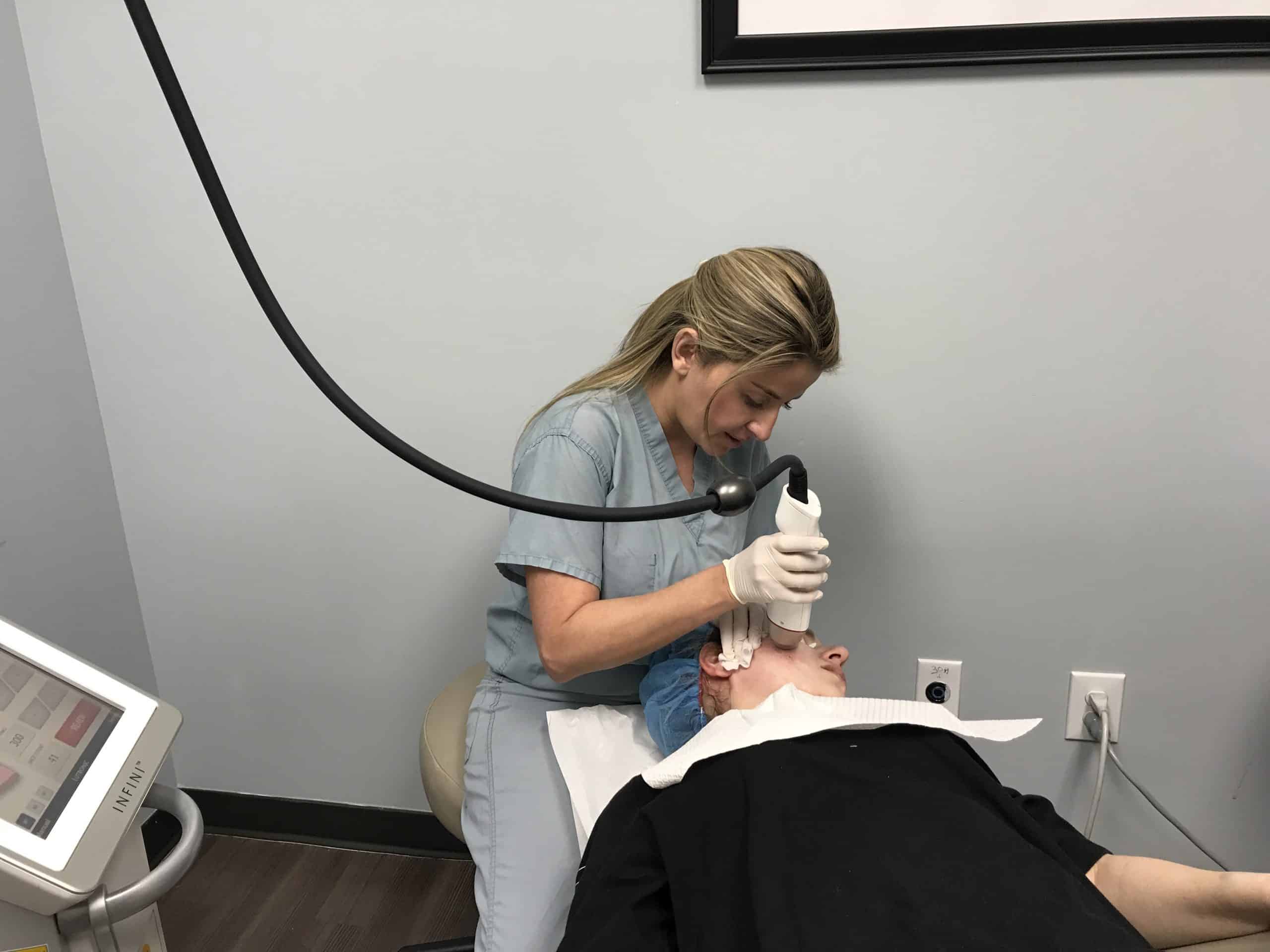 Rf microneedling procedure at cosmetic laser dermatology in San Diego