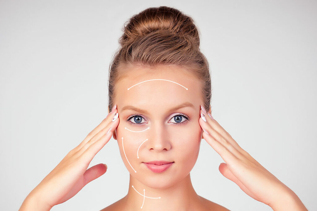 a stock photo of a woman showing how  skin tightening laser treatment works