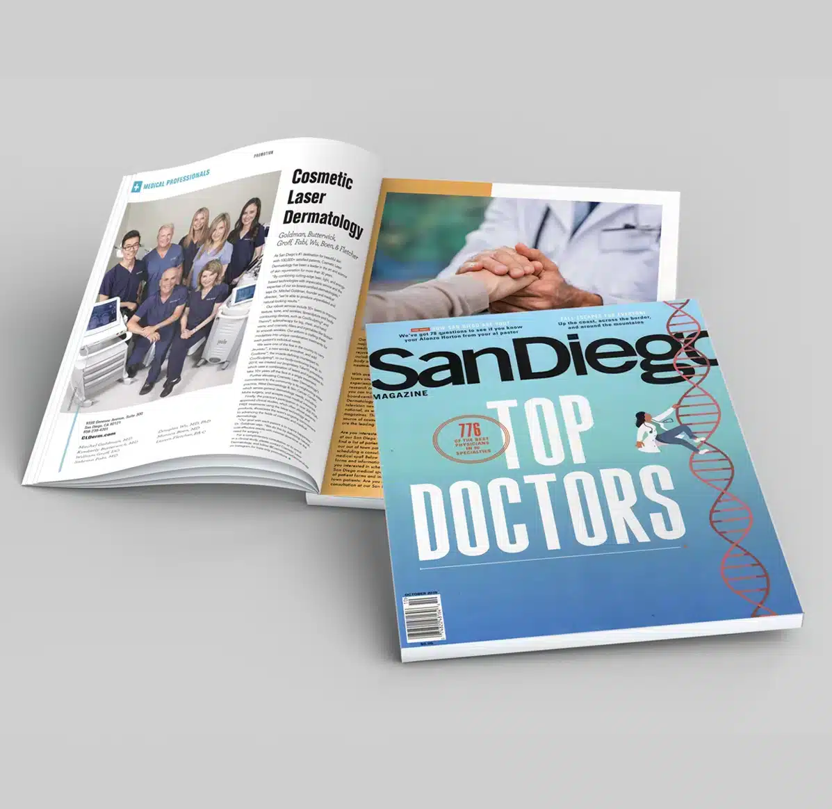 Top Doctor magazines that feature the dermatologists of Cosmetic Laser Dermatology in San Diego, CA