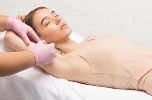 Patient being treated with botox for excessive sweating in san diego