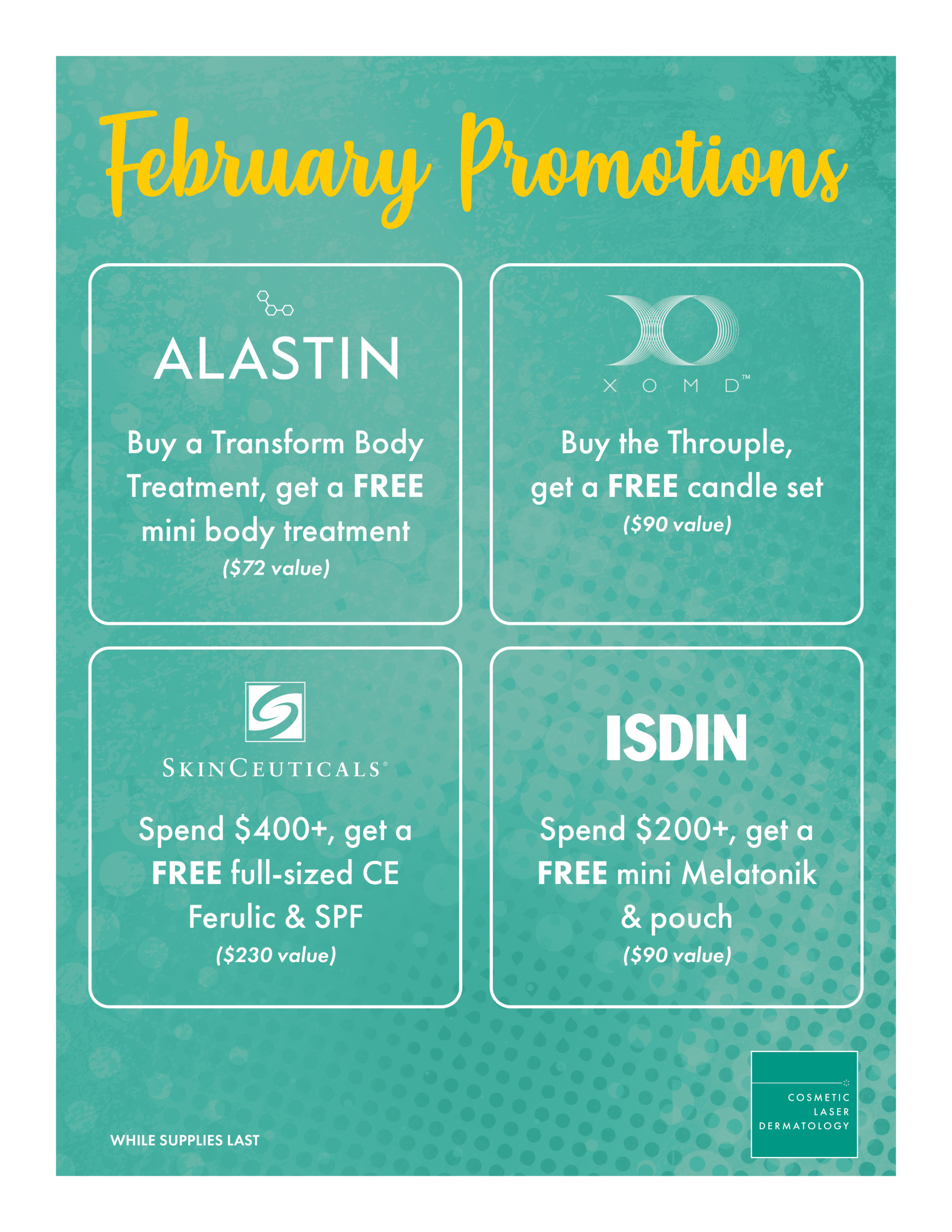 CLDerm feb 26 skincare promotion counter card