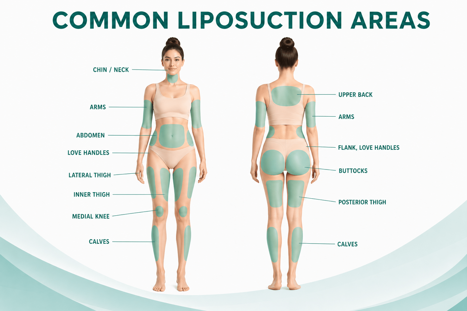 liposuction common areas of the body including abdomen, thighs, arms
