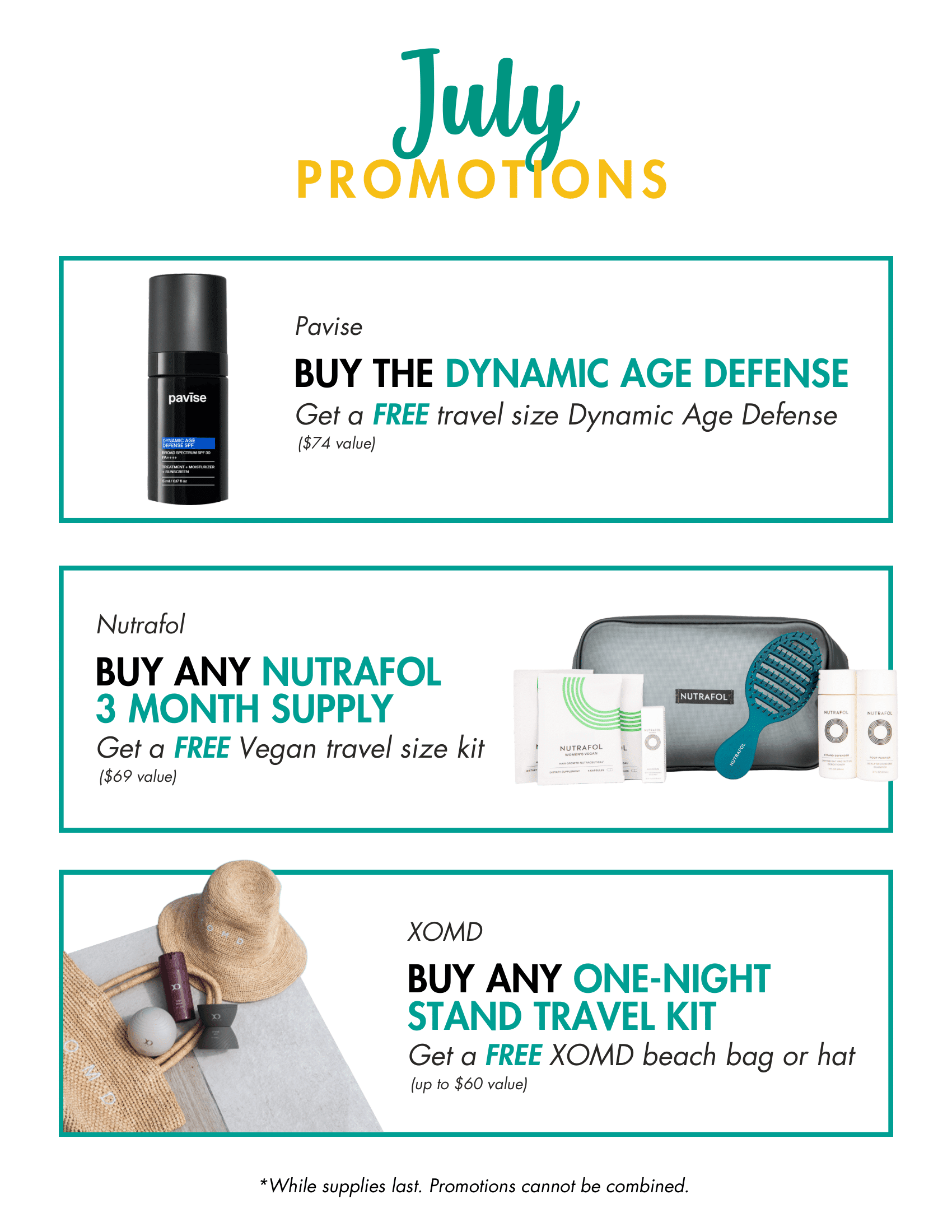 July Skincare Promotions. Call for more info!