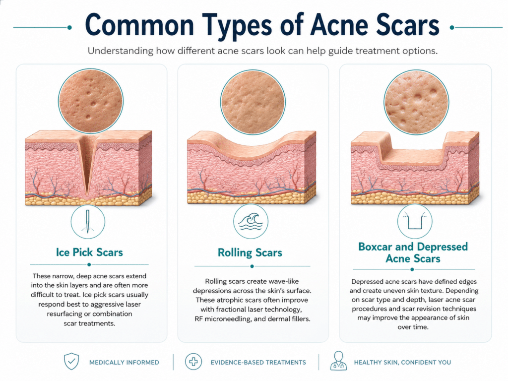 types of acne scars infographic cosmetic laser dermatology